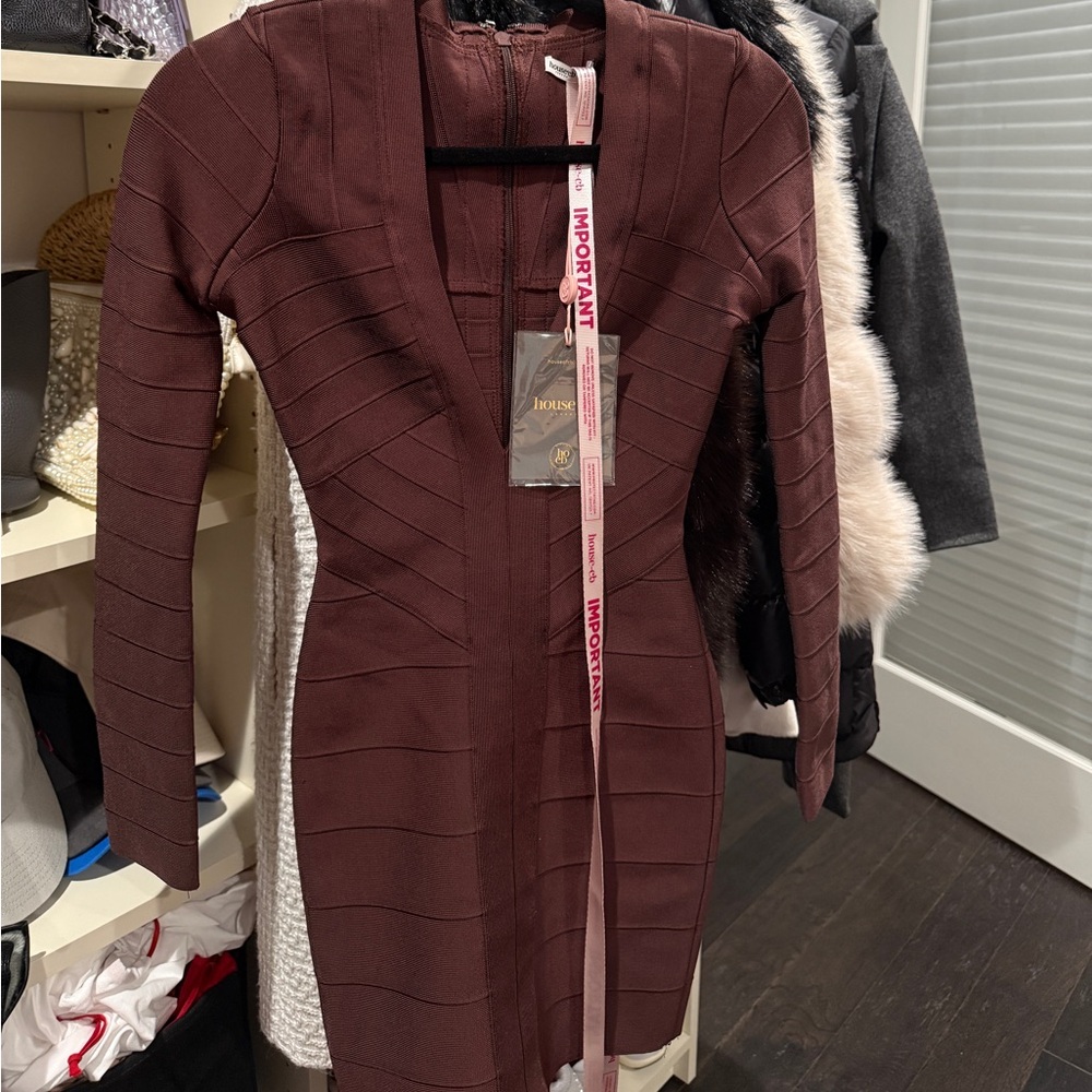 House of CB Chocolate Bandage Dress with Deep V